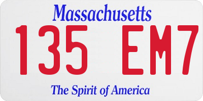 MA license plate 135EM7