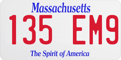 MA license plate 135EM9