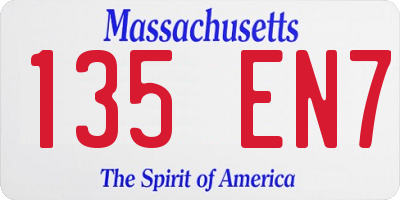 MA license plate 135EN7