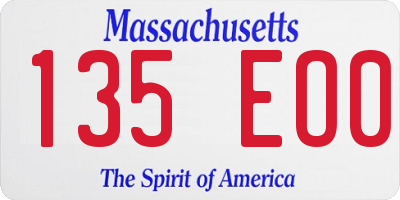 MA license plate 135EO0