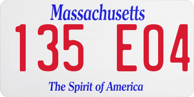 MA license plate 135EO4