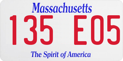 MA license plate 135EO5