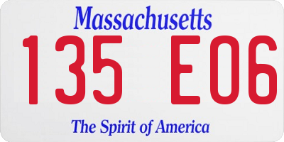 MA license plate 135EO6