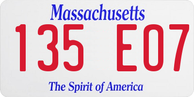 MA license plate 135EO7