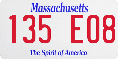 MA license plate 135EO8
