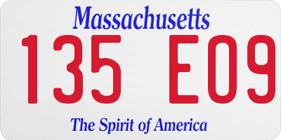 MA license plate 135EO9