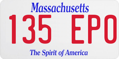 MA license plate 135EP0