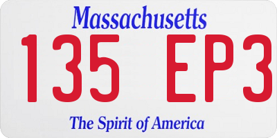 MA license plate 135EP3