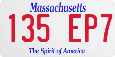 MA license plate 135EP7