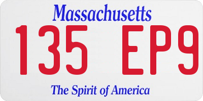 MA license plate 135EP9