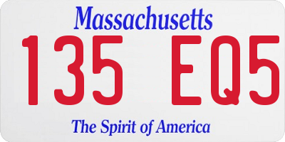 MA license plate 135EQ5