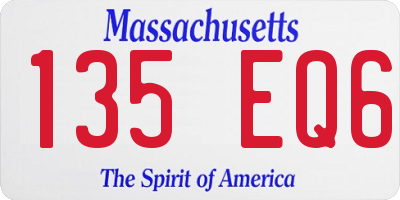 MA license plate 135EQ6