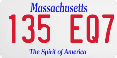 MA license plate 135EQ7