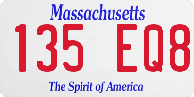 MA license plate 135EQ8