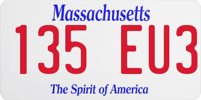 MA license plate 135EU3