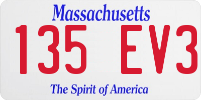 MA license plate 135EV3