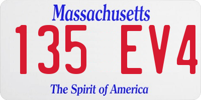MA license plate 135EV4
