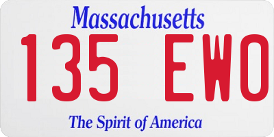 MA license plate 135EW0