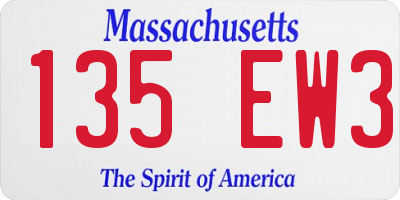 MA license plate 135EW3
