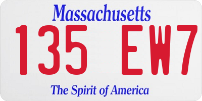 MA license plate 135EW7