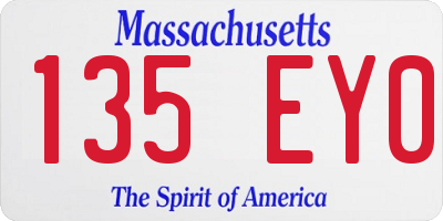MA license plate 135EY0