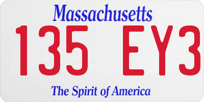 MA license plate 135EY3