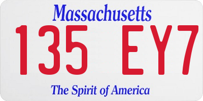 MA license plate 135EY7
