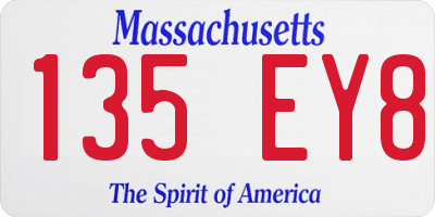 MA license plate 135EY8