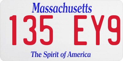 MA license plate 135EY9