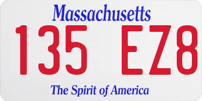 MA license plate 135EZ8