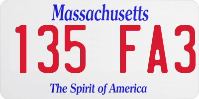 MA license plate 135FA3