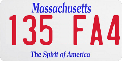 MA license plate 135FA4