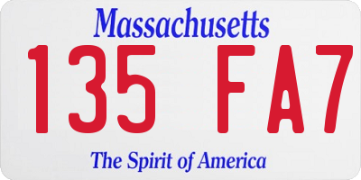 MA license plate 135FA7