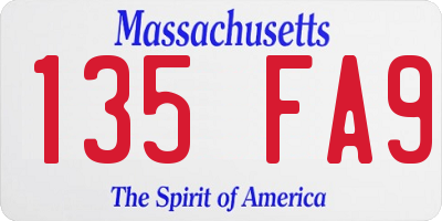 MA license plate 135FA9