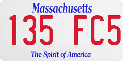 MA license plate 135FC5