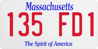 MA license plate 135FD1