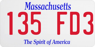 MA license plate 135FD3