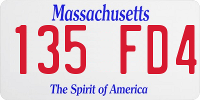 MA license plate 135FD4