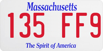 MA license plate 135FF9
