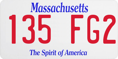 MA license plate 135FG2