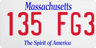 MA license plate 135FG3
