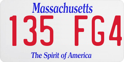MA license plate 135FG4