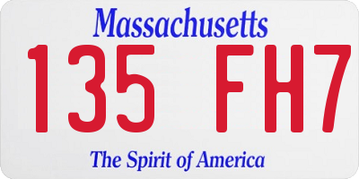 MA license plate 135FH7