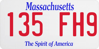 MA license plate 135FH9