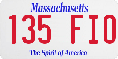 MA license plate 135FI0