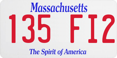 MA license plate 135FI2