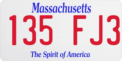 MA license plate 135FJ3