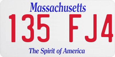 MA license plate 135FJ4