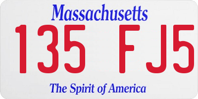 MA license plate 135FJ5