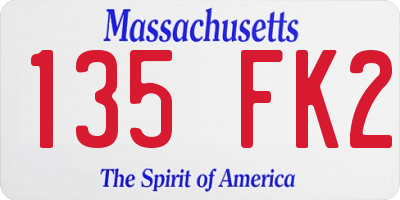 MA license plate 135FK2